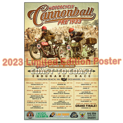 2023 Motorcycle Cannonball Limited Edition Event Route Poster 11"x17"