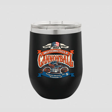 2023 Motorcycle Cannonball Flag Stemless Wine Tumbler