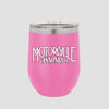 Motorcycle Cannonball Script Stemless Wine Tumbler