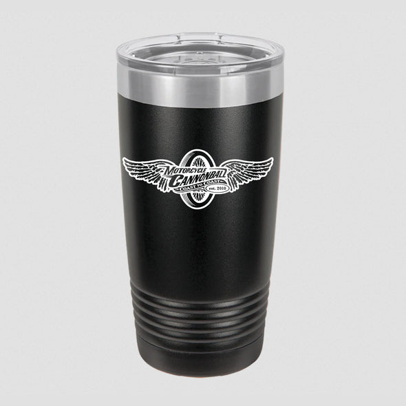 Motorcycle Cannonball Winged Wheel 20oz Ringneck Tumbler