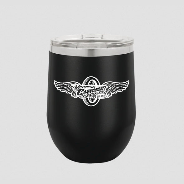 Motorcycle Cannonball Winged Wheel Stemless Wine Tumbler