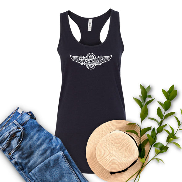 Motorcycle Cannonball Winged Wheel Racerback Tank
