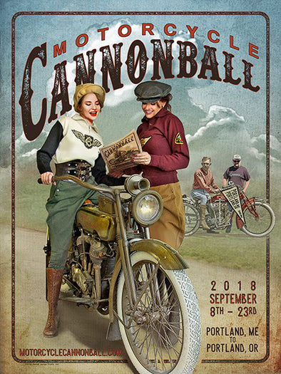 2018 Motorcycle Cannonball Artwork Poster