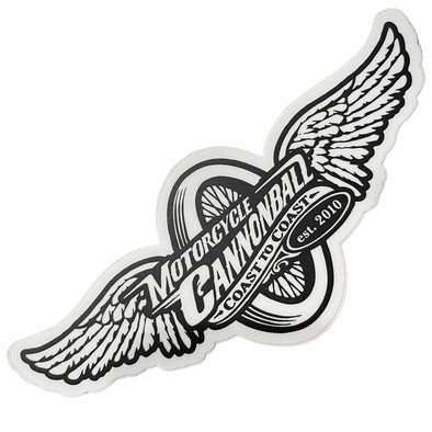 Motorcycle Cannonball Winged Wheel Logo Sticker / Decal