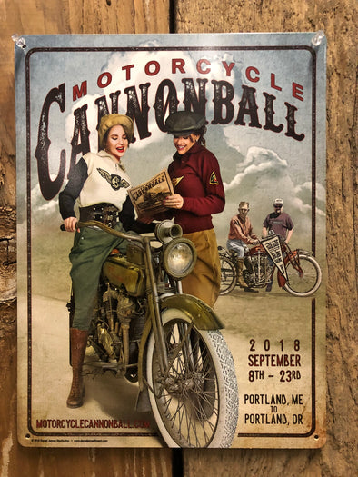 2018 Motorcycle Cannonball Tin Sign 12x16 "Limited Edition"